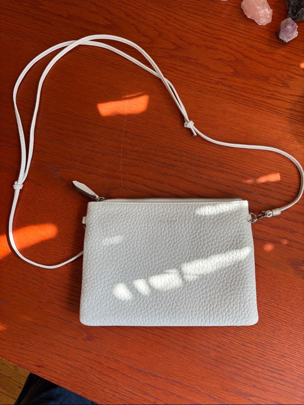 White Leather The Trend Crossbody Bag mini with Adjustable Strap